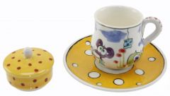 Line Character Coffee Cup :3x4cm - 6x6 - Yellow Coffee Cups