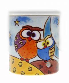 Porcelain The Owl Family Censer, Oil Burner - 9x9 - Colorful Candle Centerpieces, Porcelain Candle Centerpieces | Loftry