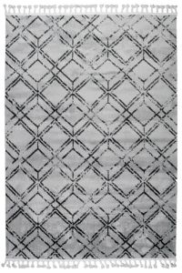 Scandinavian Style Modern Grey Area Rug with Fringes