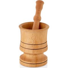 Beech Wood Mortar and Pestle Set - 8x8 - Brown Mortar & Pestle 