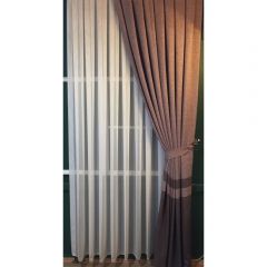 Linens Plain Tulle Curtain with Stripes