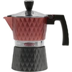 Diamante 3 Cup Mocha Pot - 15x12 - Red Teapots, Stainless Steel Teapots
