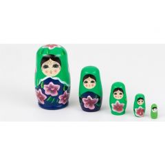 Wooden Matryoshka Baby 5 Pcs Set Green