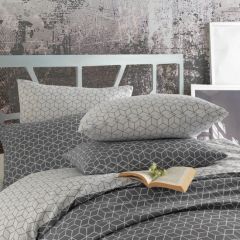 Cotton Grey Double Duvet Cover Set