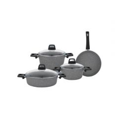 7 Piece Non-Stick Gray Granite Cookware Set