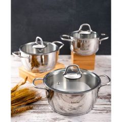 6-Piece Cookware Set - Stainless Steel Soup Pots & Multi-Pots