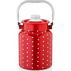 Enamel Milk Storage Container 3 lt - 15x15 - Red FOOD CONTAINERS