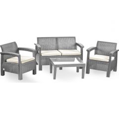 4-Person Patio Seating Group with Cushions and Glass Table