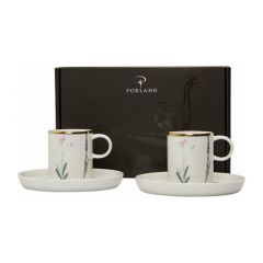 Botanical Pattern 4 Piece Coffee Set - 6x8 - White coffee cups