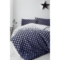 Navy Blue Dots Double Duvet Cover Set