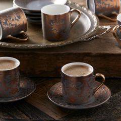 Charles 6 Person Coffee Cup Set - 6x8 - Grey coffee cups, Porcelan coffee cups