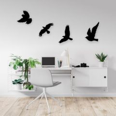 4 Piece Bird Decoration Modern Wall Decal