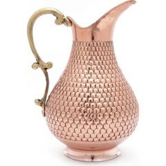 Copper Jug Honeycomb Pattern Rose Color Handcrafted - 20x13 - Copper Pitchers