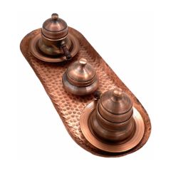 Copper Coffee Set Pedestal Tray and Copper Coffee Pot - 37x11 - Copper Serving Sets