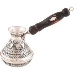 Copper Coffee Pot with Staple Thin Throat Silver Color - 16x8 - Silver KETTLES