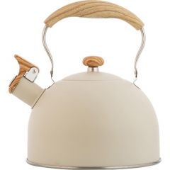 Stainless Steel Wooden Handle Teapot - 18x13 - White Teapots