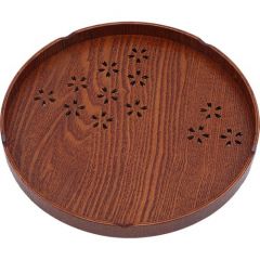 Round Cherry Solid Wood Serving Tray for Tea, Coffee, Snack and Food - 27x27 - Brown Serving Sets, Wood Serving Sets
