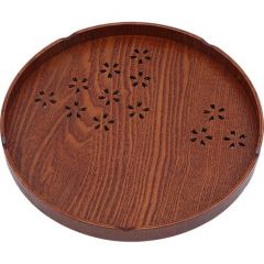 Round Cherry Solid Wood Serving Tray for Tea, Coffee, Snack and Food - 27x27 - Brown Serving Sets, Wood Serving Sets