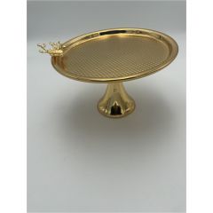 Gold Metal Pedestal Cake Stand - 22,5x22,5 - Yellow Serving Sets, Other Serving Sets