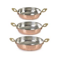 Handmade Copper Frying-pan Set of 3 for Omelette and Egg (Traditional Product) - 18x18 - Copper Cooking Pans & skillets