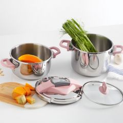 Pink 4+6lt Pressure Cooker Set