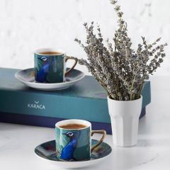 Peacock 4 Person Coffee Cup Set - 6x7 - Colorful coffee cups