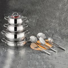 The Gourmet 14-Piece Stainless Steel Cookware Set