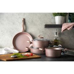 7 Piece Golden Pink Granite Cookware Set