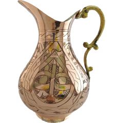 Embroidered Copper Jug - 20x13 - Copper Pitchers