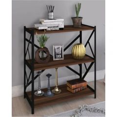 3 Tier 33.4'' H x 28.7'' W Walnut Steel Etagere Bookcase