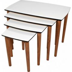 4-Piece 4 Legs Wood Nesting Table Set White Top