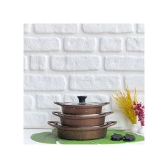 Oaks Lisa Granite Cast Iron Pan Set 3 Pieces Copper - 20x20 - Copper PANS & SKILLETS