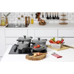 7 Piece Gray Granite Cookware Set