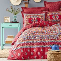 Red Cotton Double Duvet Cover Set