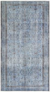 Turkish Rug - Anatolian Hand Knotted Vintage Rug - 272x147 - Blue Living Room Rugs