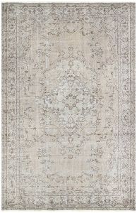 Turkish Rug - Hand Knotted Vintage Look Rug - 270x158 - Brown Living Room Rugs