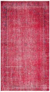 Turkish Rug - Unique Anatolian Hand Knotted Vintage Look Rug - 250x137 - Red Living Room Rugs