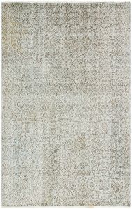 Turkish Rug - Anatolian Hand Knotted Vintage Rug - 232x149 - Brown Living Room Rugs