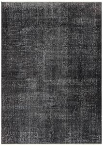 Turkish Rug - Unique Anatolian Hand Knotted Vintage Look Rug - 214x149 - Black Living Room Rugs