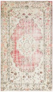 Turkish Rug - Authentic Hand Knotted Natural Medallion Design Vintage Rug - 262x262 - Other Living Room Rugs