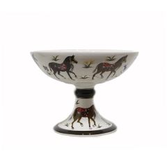 Authentic Horse Pattern Footed Bowl - 32x22 - Colorful Bowls