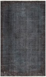 Turkish Rug - Black Color Anatolian Hand Knotted Vintage Rug - 270x167 - Black Living Room Rugs, Wool Living Room Rugs | Loftry