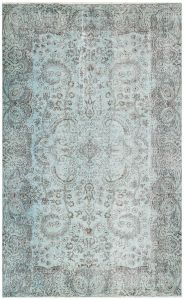 Turkish Rug - Anatolian Hand Knotted Vintage Rug - 258x160 - Blue Living Room Rugs, Wool Living Room Rugs | Loftry