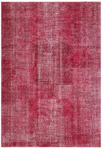 Turkish Rug - Anatolian Hand Knotted Turkish Wool Vintage Rug - 232x158 - Red Living Room Rugs, Wool Living Room Rugs | Loftry