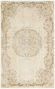 Turkish Rug - Hand Knotted Vintage Look Rug - 265x168 - Beige Living Room Rugs