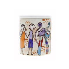 Porcelain Cats and Lovers Censer, Oil Burner - 9x9 - Colorful Candle Centerpieces, Porcelain Candle Centerpieces | Loftry