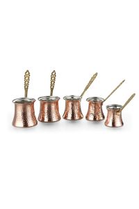 Set of 5 Turkish Copper Coffee Pot