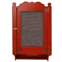Red antique wire cabinet