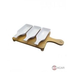 3-piece Sauce Bowl with Bamboo Tray