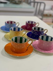 Porcelain Colored with Dots Nescafe Set